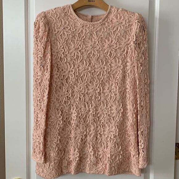 Talbots Pale Pink Lace‎ Beaded 2 piece set. Maxi Dress Suit Set 12 - Picture 1 of 12